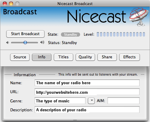 How to connect Nicecast to Icecast